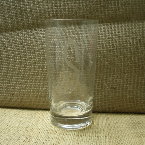Vintage S initial Etched Glass Set of 4 - Picture 8 of 16